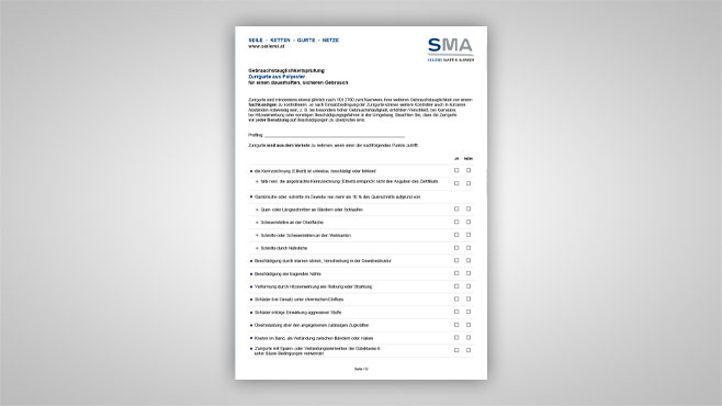 SMA - Gebrauchstauglichkeitsprüfung Zurrgurte 01-2021